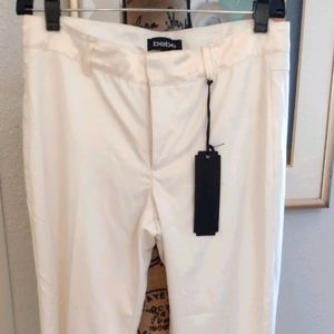 Bebe bootcut ivory pants with satin waist